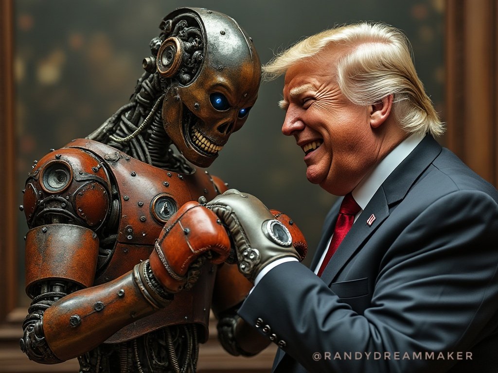 randydreammaker's tweet photo. #Trump VS #WWF Cyborg
(From my beta #Grok2 #grok2flux art renderings prior to the #Grok2New downgrade)
#Randydreammaker #Digitalartist https://t.co/1r7Xe2eTk7