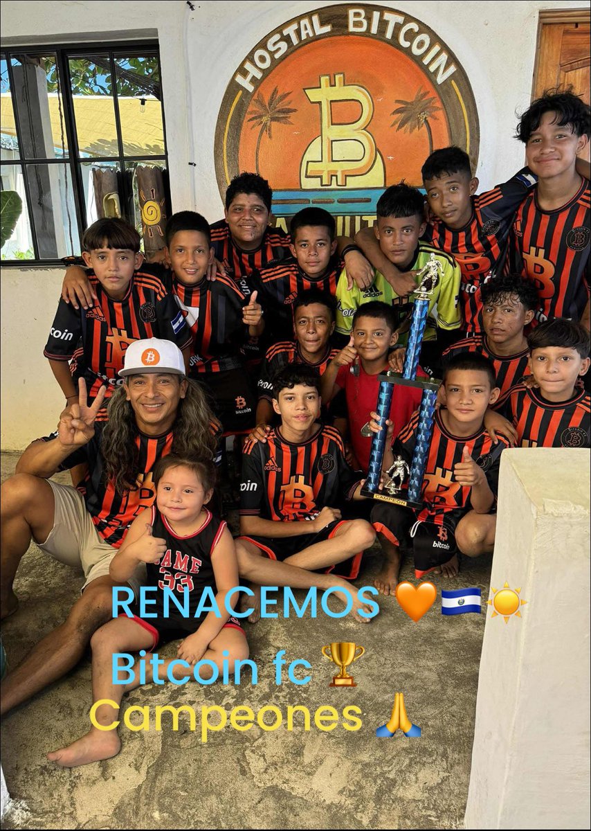 saltoshi11's tweet photo. Introducing Bitcoin FC in Playa Acajutla! ⚽️🏆 Our Sub-15 team has been practicing for a month, and their hard work paid off—they won the first Bitcoin Futbol Tournament! 🌟 So proud of these boys and what they’ve accomplished. 🪙⚡️ #BitcoinFC #Acajutla #BitcoinCountryVibes🧡⚽️ https://t.co/N1PgdOwERi