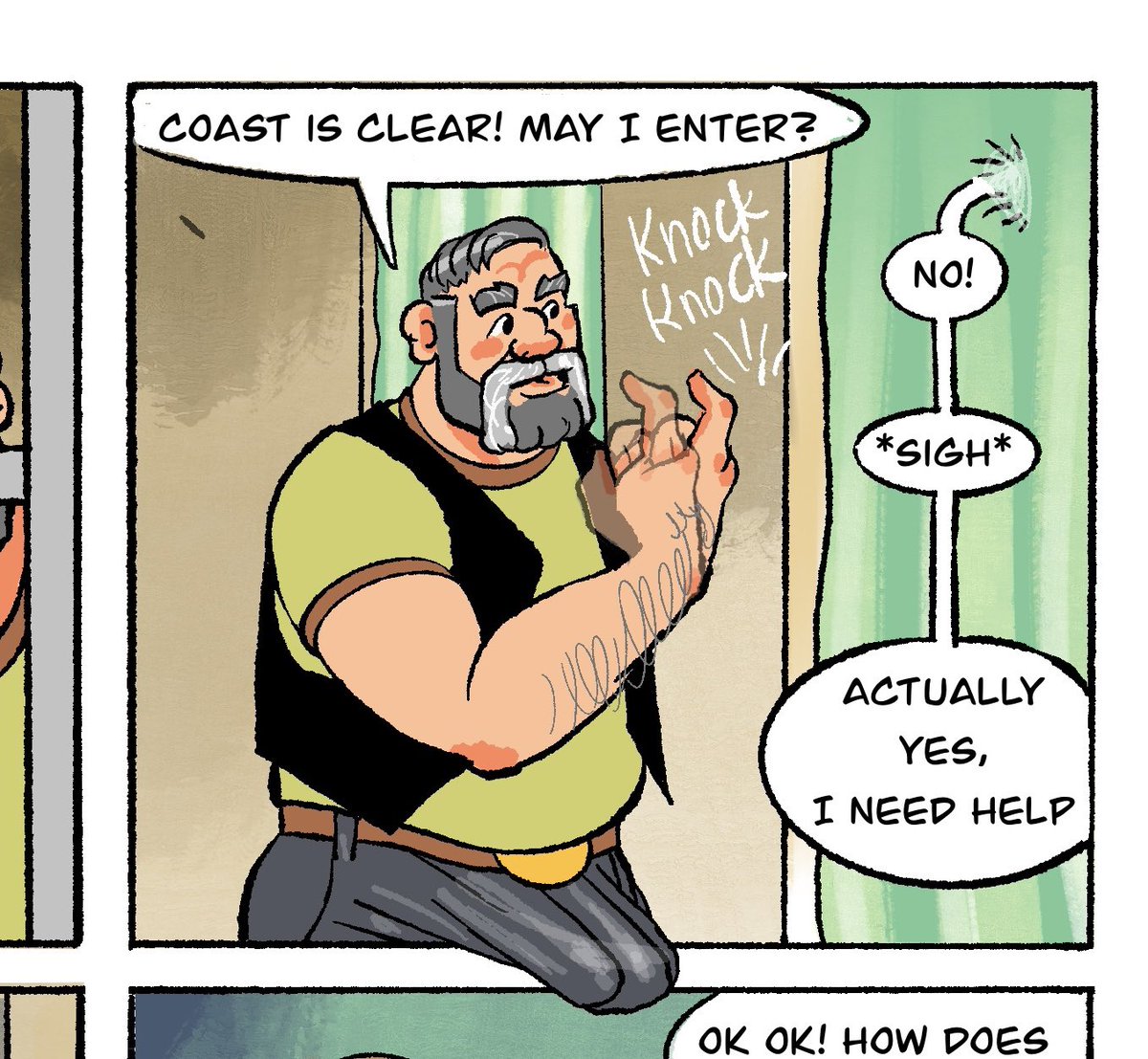 Embearassingart's tweet photo. When the frame can’t contain your raging hard-on. Panel from my subscriber-exclusive comic, link in bio https://t.co/u0YY0ZkuFZ