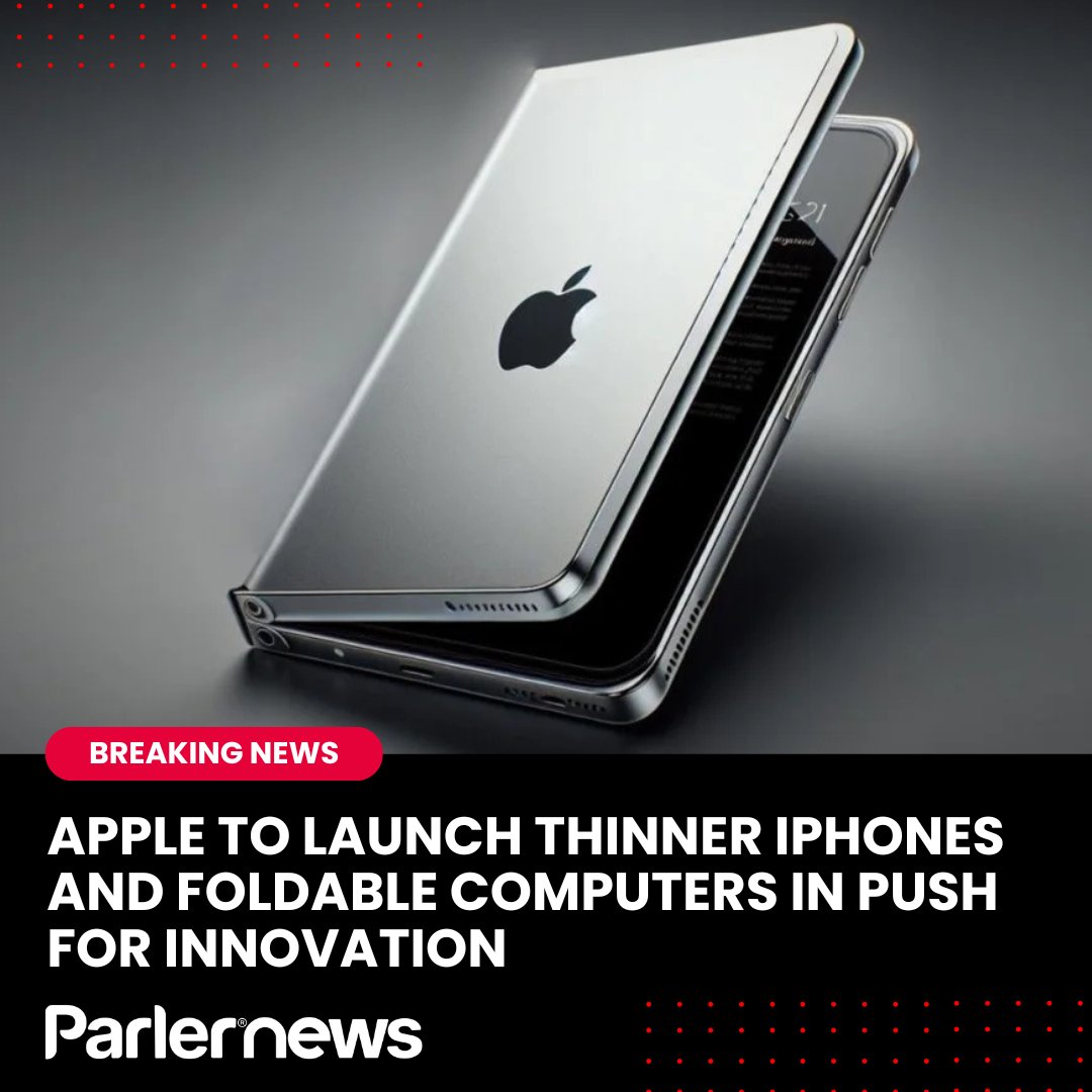 parler_social's tweet image. Apple is set to redefine innovation with a thinner iPhone and foldable computers in the works, blending sleek design and cutting-edge tech. 📱💻 #Apple #Innovation #FoldableTech #tech #iphone #parlernews #news