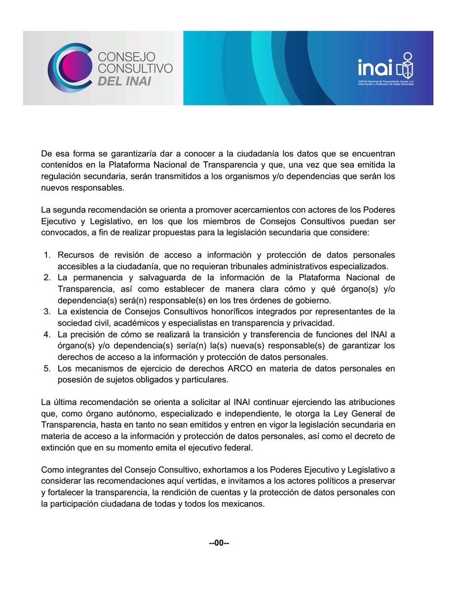 ConsejoConINAI's tweet photo. @ConsejoConINAI llama a @INAImexico, @senadomexicano, @Mx_Diputados y Secretaría Anticorrupción a considerar recomendaciones para preservar la Plataforma Nacional de Transparencia y elementos que garanticen la transparencia y privacidad en las reformas de las normas secundarias. https://t.co/UaNEC3YgO8