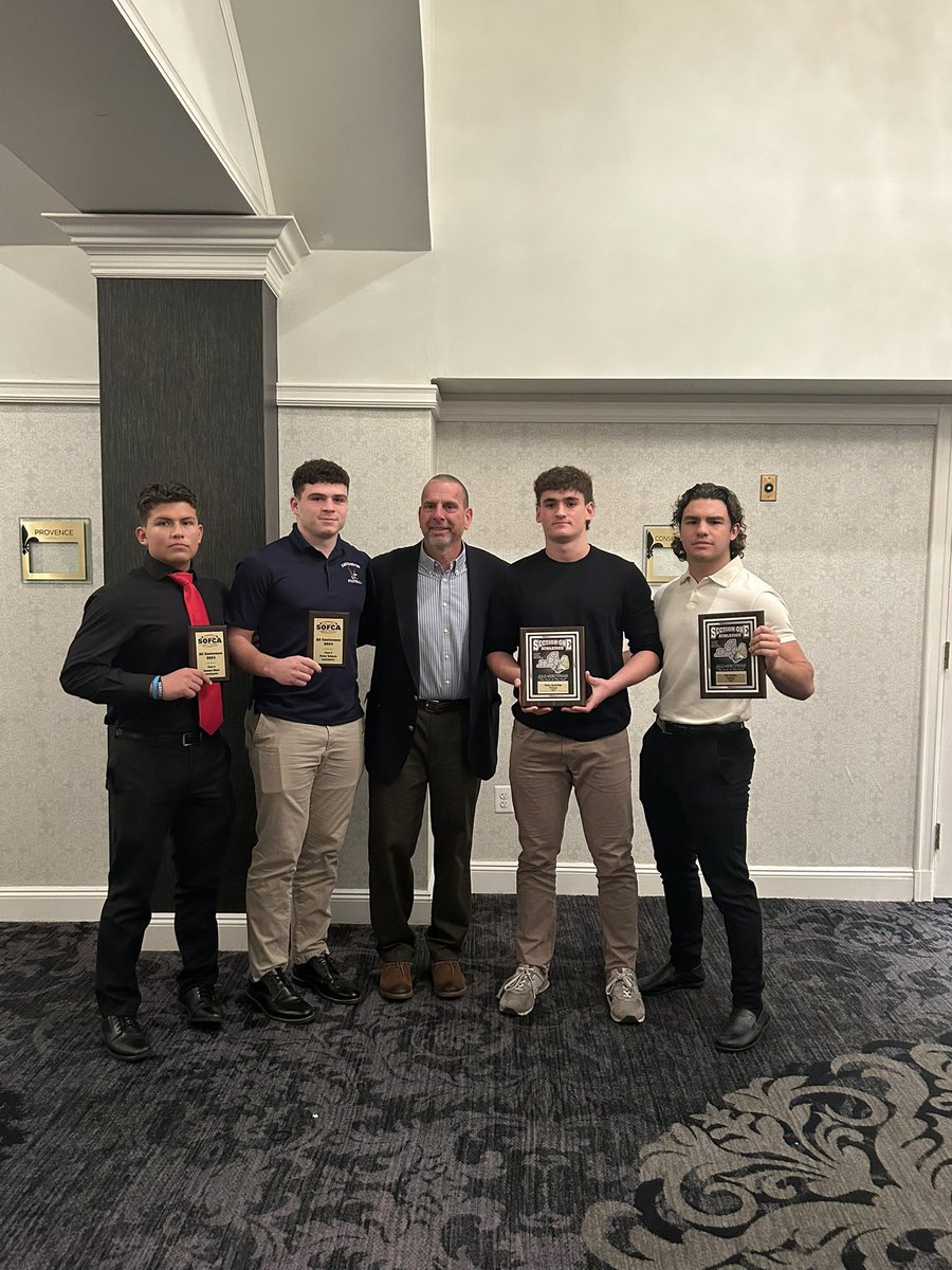 EastchesterFB's tweet photo. Congratulations to our All Section and All Conference Athletes, Gunnar, Peter, Dylan and Vin! This is quite an honor and well deserved! 
@Eagle___Nation @KDJmedia1 @hoopsmbd https://t.co/1YVB2hh1yF