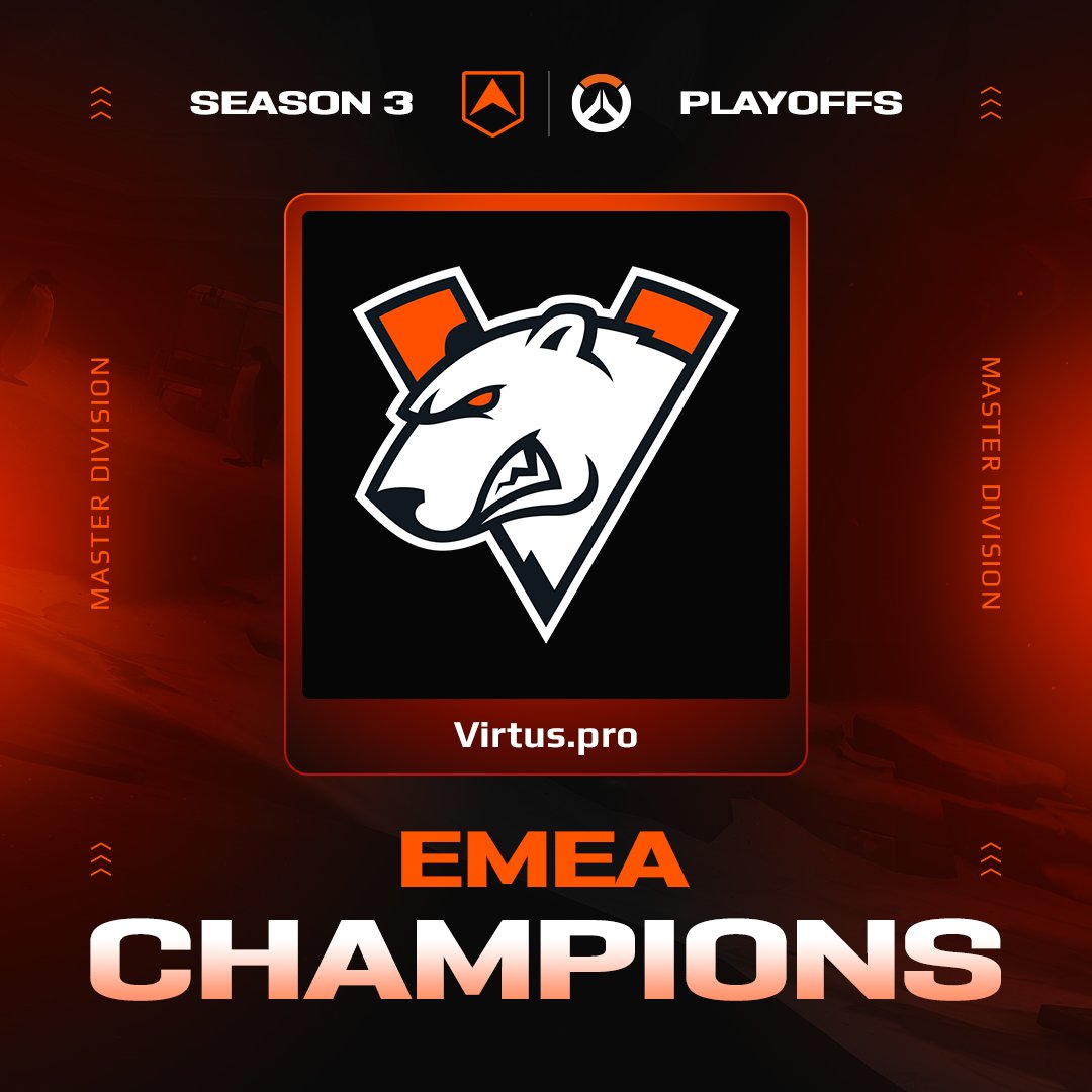 🐻‍❄️ <a href="/virtuspro/">Virtus.pro</a> are your EMEA Champions!

<a href="/Showmakerv/">Galaa 🐻‍❄️</a>, <a href="/Khenail/">Chris</a>, <a href="/Raajaro/">NAVI Raajaro</a>, <a href="/sHockWaveOW/">sHockWave</a>, <a href="/Saunamestari/">Sauna</a>, and <a href="/Clowd_ow/">Clowd</a> take the Grand Finals with a dominant 4-1.