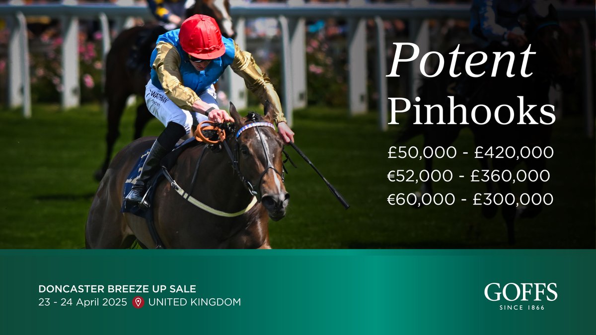 The Doncaster Breeze Up Sale is the source of many powerful pinhooks 📈

Nominate online at Goffs.com

#GoffsBreezeUp | #DonnyRockets
