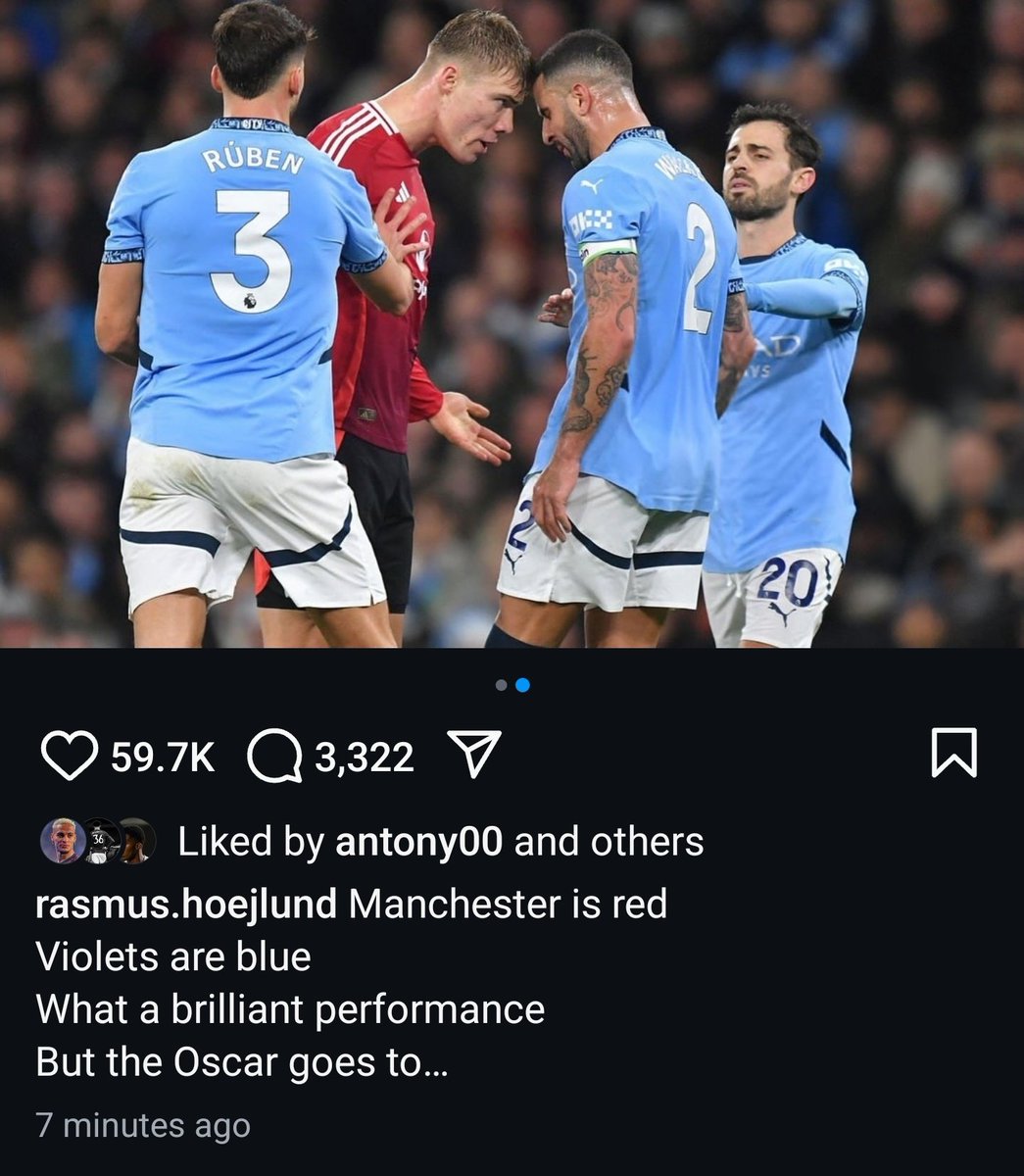Rasmus Hojlund on Instagram.

COOK HIM!!! 😭😭🤣🤣❤️