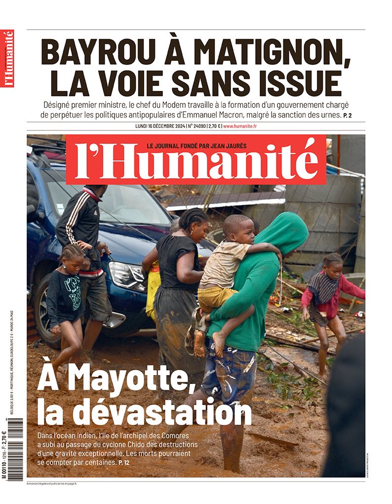 L’Humanité du 16 décembre : à Mayotte, la dévastation 

📰 humanite.fr