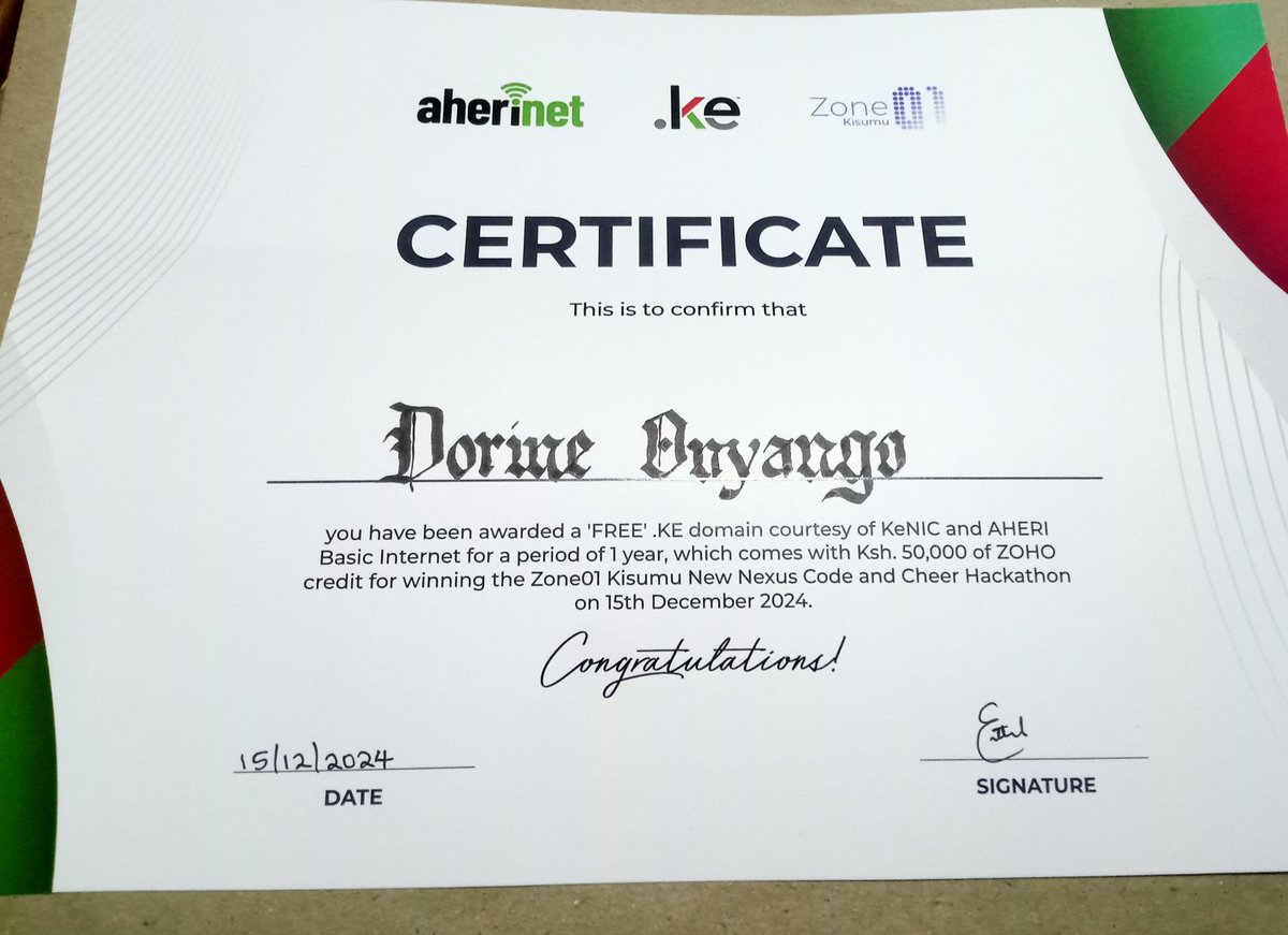 DoreenAtieno17's tweet photo. Congratulations team #ZingiraTech and dear self. This group has taught me a lot, leadership, collaboration and the power of teamwork.@kherldhussein @Steve462021334 @WycliffeAlphus @Mi_ni_mjanja I appreciate you all.π₯
#codeandcheerHackathon
#zone01kisumu #KIEPskies #newnexus https://t.co/22vAp2t280