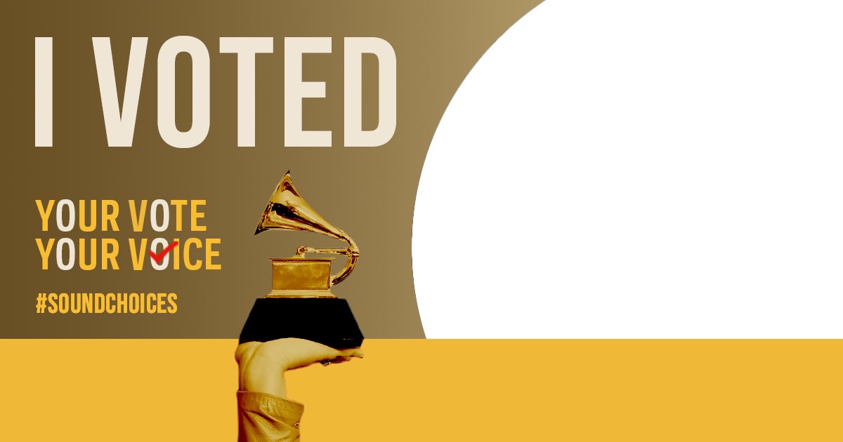 Caption
✨ The #GRAMMYs is the only music award voted on by music creators: voters like me are artists, songwriters, producers, engineers, musicians, or composers.

📣 Let's vote responsibly by listening to all submissions. Final round voting closes on 1/3. #SoundChoices