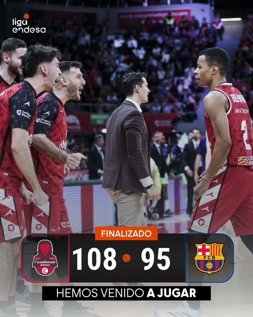 Casademont Zaragoza se impone al Barça tras realizar un gran partido y se mantiene invicto en el Príncipe Felipe. 

1⃣0⃣8⃣ <a href="/casademontBZ/">Casademont Zaragoza</a> 
9⃣5⃣ <a href="/FCBbasket/">Barça Basket</a> 

#LigaEndesa | #ConectaConTuPasion