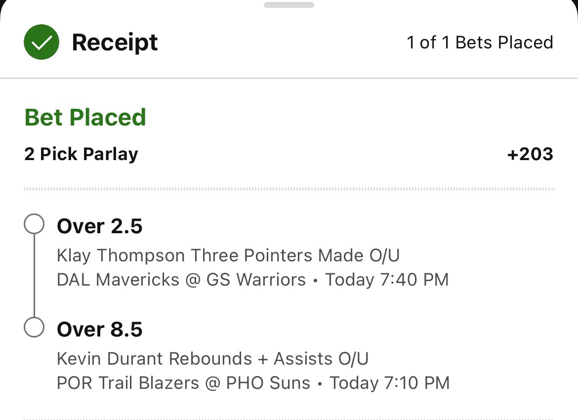 TroubleBets's tweet photo. LET’S GO 2-0🧹

Klay Thompson o2.5 Threes💦
Kevin Durant o8.5 R+A🌞

🚨Free Square Pair LIVE in the Patreon

#GamblingX #NBAX #PrizePicks #DFS https://t.co/h1SpLMeiTM
