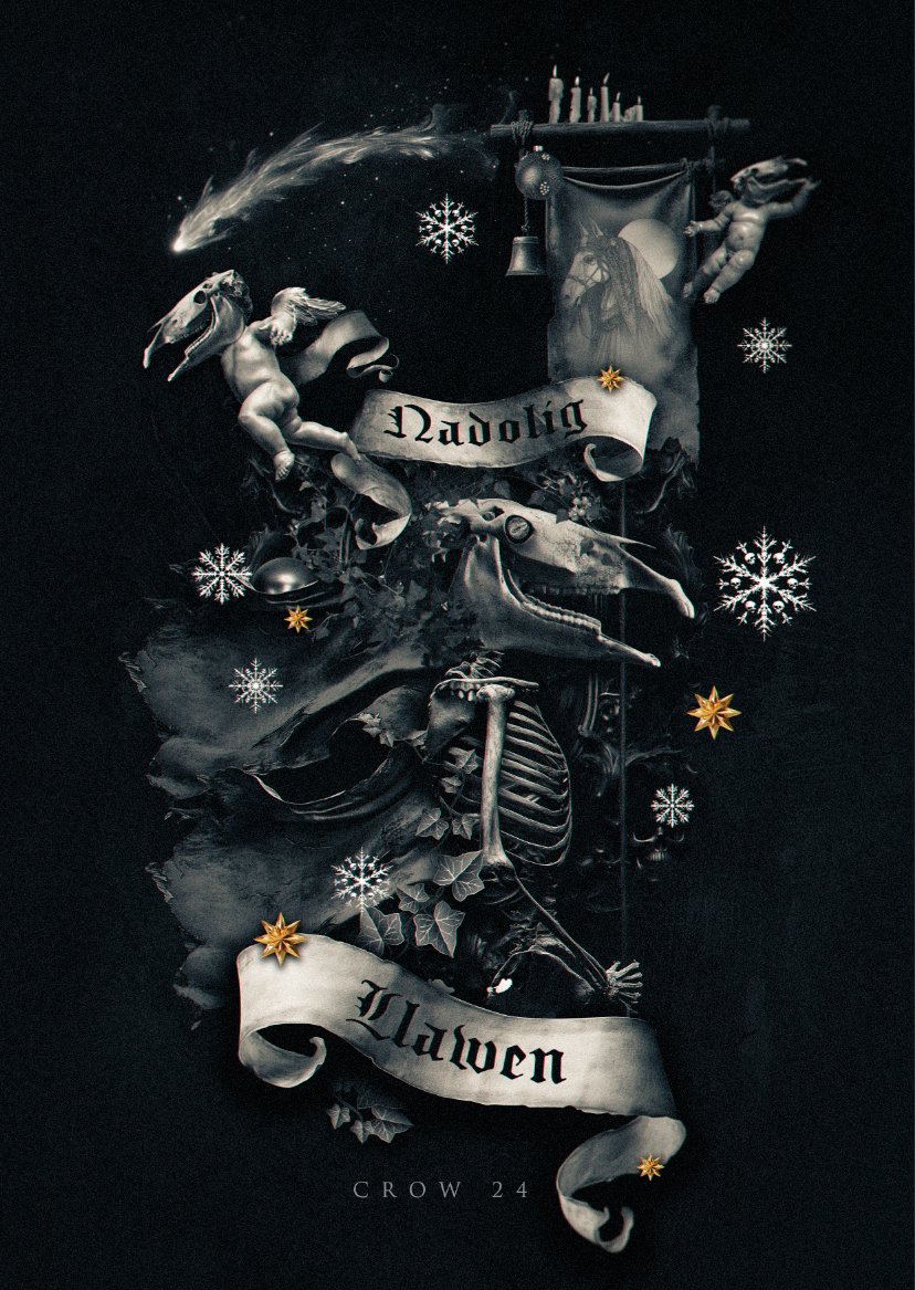 Continuing my  Xmas tradition of creating a baroque photoshop Mari Lwyd! #marilwyd #nadoligllawen #grimdark #digitalart