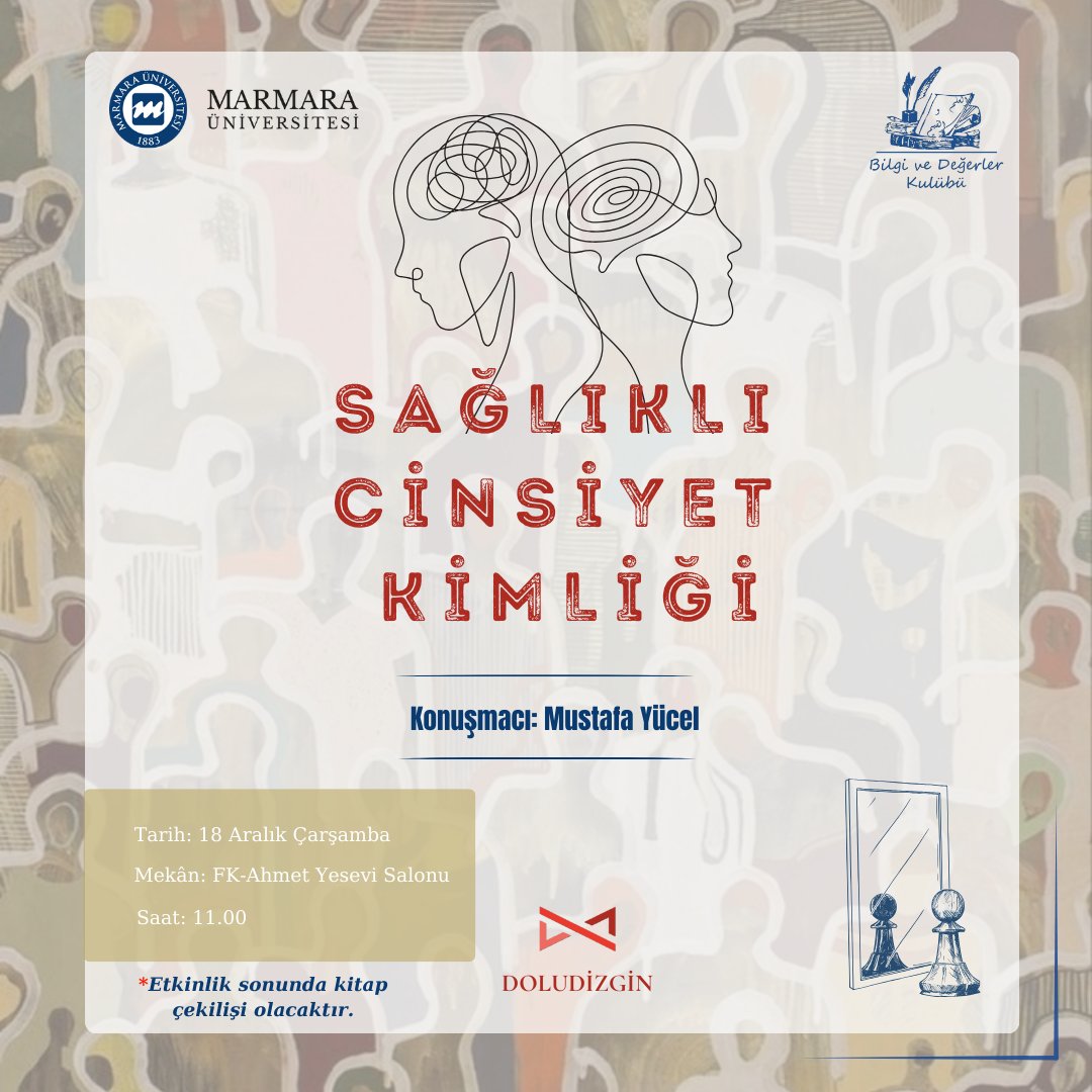Herkese Merhaba 🙌🏻

"Sağlıklı Cinsiyet Kimliği" hakkında merak edilen soruların cevaplanacağı, bu alanda faaliyet gösteren <a href="/doludizginorg_/">Doludizgin</a>'u ağırlayacağımız programımıza hepinizi davet ediyoruz.

🎁  Program sonunda 5 kişiye "Psikoterapi Savaşı" kitabı da hediye edilecektir!