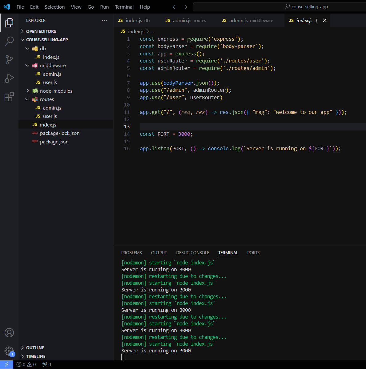 RajatCode14's tweet image. 🚀 Day 10 of my full-stack journey! Started building a course-selling app with users, admins, and courses in the database. Excited to see this project evolve! 💻✨ #100DaysOfCode #MERN #FullStack #WebDev #100XDevs  Project-OverView