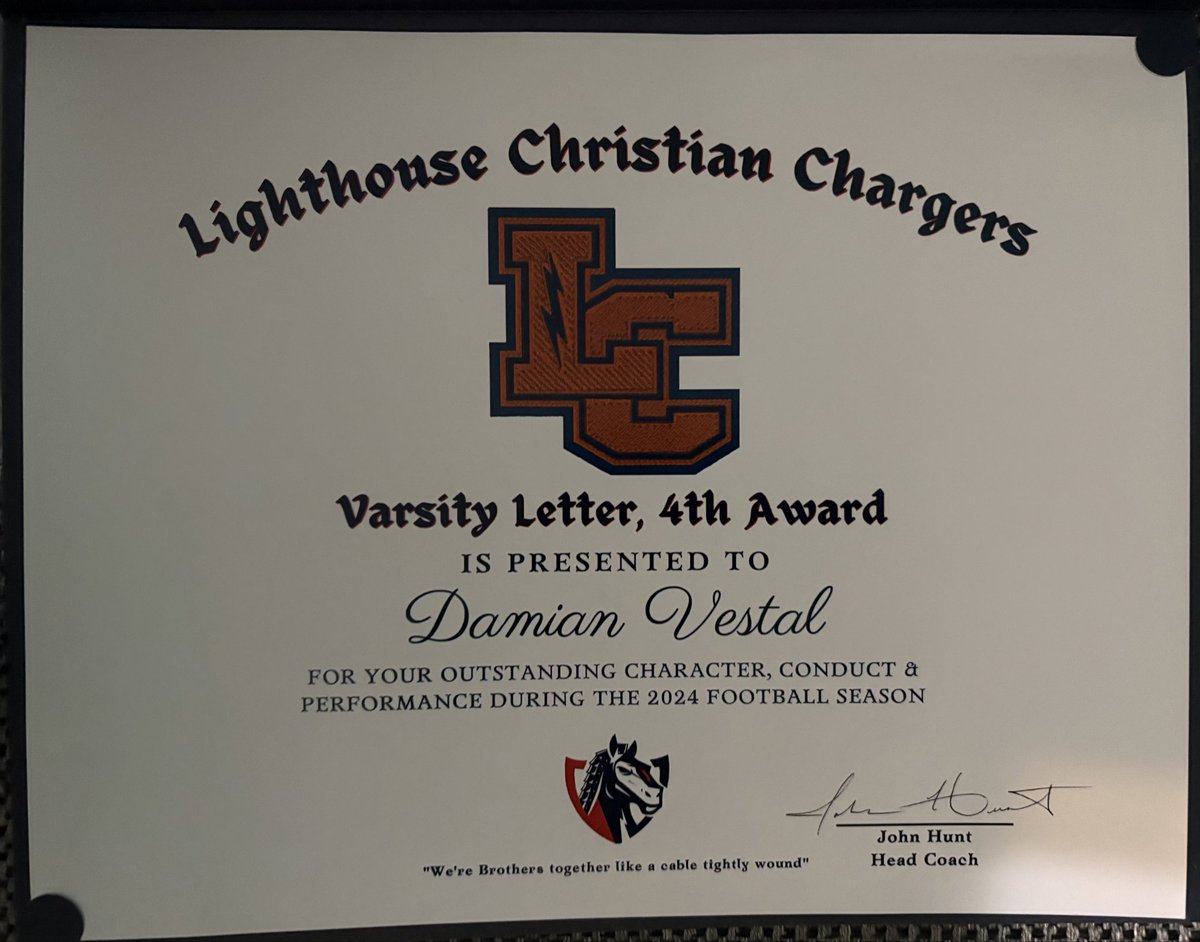 I was honored at the Chargers awards ceremony with outstanding defensive lineman of the year, Bowen strong scholarship, order of the war horse, and 4th year varsity letter . Thanks to all my coaches who put in the time and effort over four seasons of amazing football.