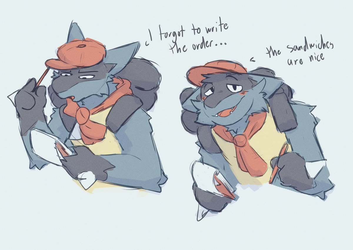 Jephhh's tweet photo. Late night cafe lucario doodles

So what if he has less thoughts per minute than a slugma https://t.co/dGhxOta3I4