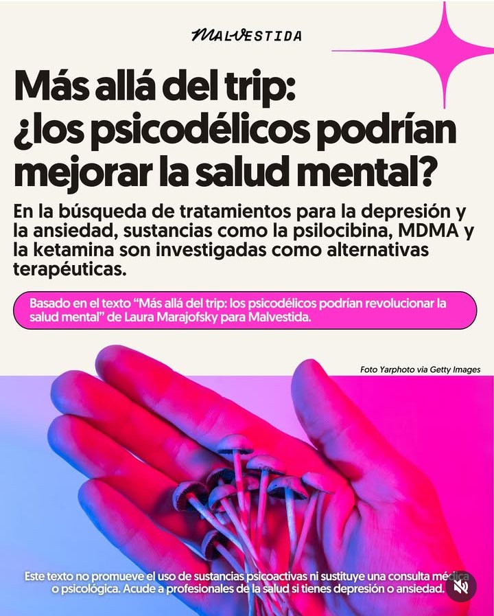 Este carretito hermoso ✨💘 que armaron las chicas de <a href="/malvestida/">Malvestida</a> sobre mi nota "Más allá del trip: los psicodélicos podrían revolucionar la salud mental" con data útil para empezar a hablar del tema 🙏
instagram.com/p/DDm7gxxOwzj/…