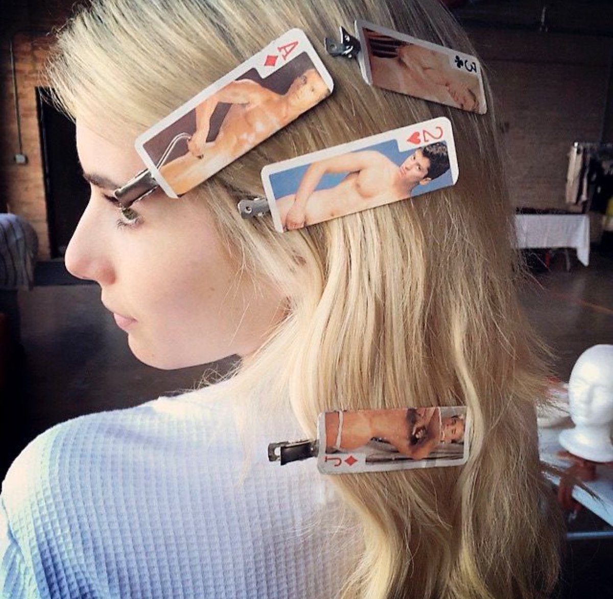 Emma Roberts with gay porn stars in her hair