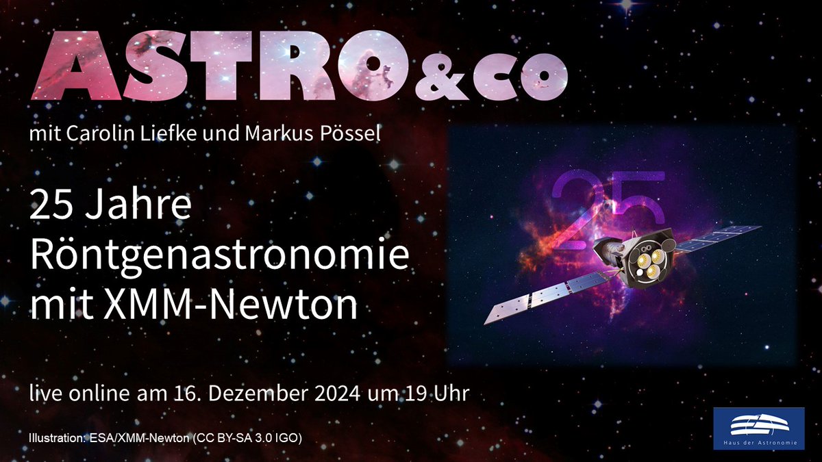 Haus der Astronomie 💫 (@hdastro) on Twitter photo Am 10. Dezember 1999 startete der europäische Röntgensatellit <a href="/ESA_XMM/">ESA XMM-Newton</a>. Bis heute leistet er hervorragende Arbeit - ein guter Anlass, um morgen mit <a href="/astrophysikerin/">Carolin Liefke @astrophysikerin@scicomm.xyz</a> bei Astro & Co einen Blick zurück auf 25 Jahre Erforschung des heißen Kosmos zu werfen
youtube.com/watch?v=K7Qfk6… Am 10. Dezember 1999 startete der europäische Röntgensatellit <a href="/ESA_XMM/">ESA XMM-Newton</a>. Bis heute leistet er hervorragende Arbeit - ein guter Anlass, um morgen mit <a href="/astrophysikerin/">Carolin Liefke @astrophysikerin@scicomm.xyz</a> bei Astro & Co einen Blick zurück auf 25 Jahre Erforschung des heißen Kosmos zu werfen
youtube.com/watch?v=K7Qfk6…