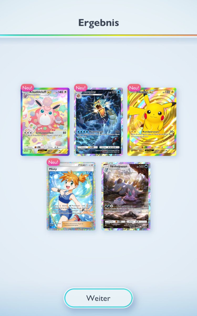 NRamke's tweet photo. Kranker Scheiß, ich hatte gerade eine Good Bag. 😱 #goodbag #pokemon #pokemontcg #pokemontcgp #pikachu #knuddeluff #garados #misty #nidoqueen https://t.co/dknK8SNzX8