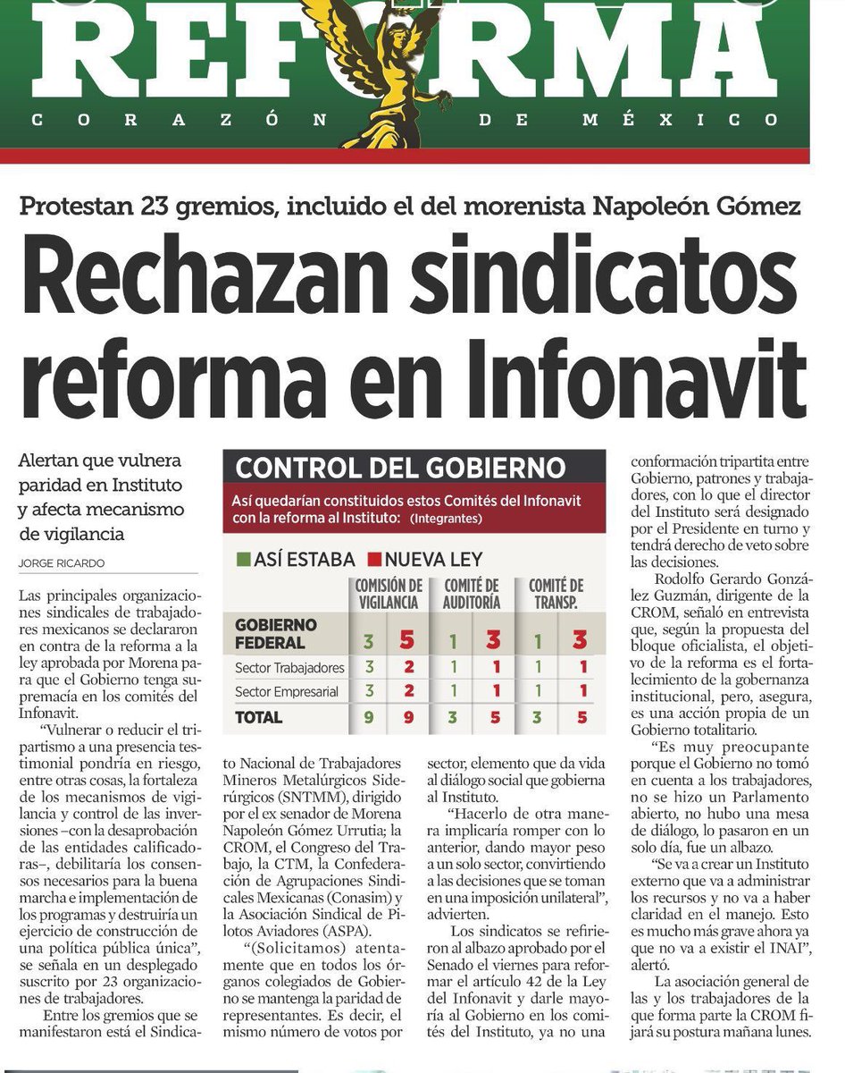 Claro que están en desacuerdo los sindicatos y los tratadores, es la legalización de un atraco. Obviamente inconstitucional, pero la sobre representación aprobada por el <a href="/INEMexico/">@INEMexico</a> y el <a href="/TEPJF_informa/">TEPJF</a> nos dejó a la oposición sin poder presentar acción de inconstitucionalidad
