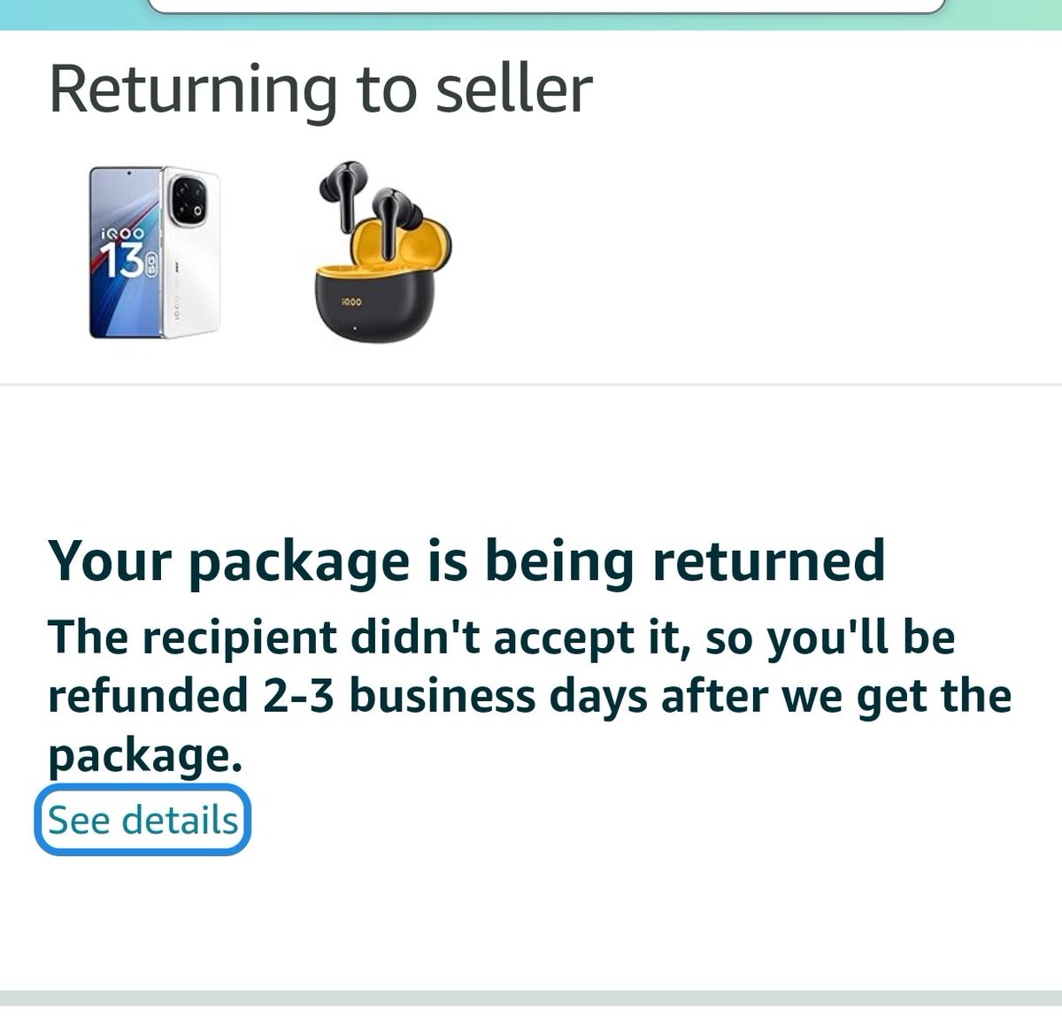 S_Prakash_'s tweet photo. Why it says I did not accept it. Also this is prebooked order. Iam loosing all the prebook benefits from #iQOO13 @Vivo_India as well. Just because of the delivery mess I am loosing money on interest to bank and loosing prebook benefits as well. https://t.co/xPG0PaBb3z