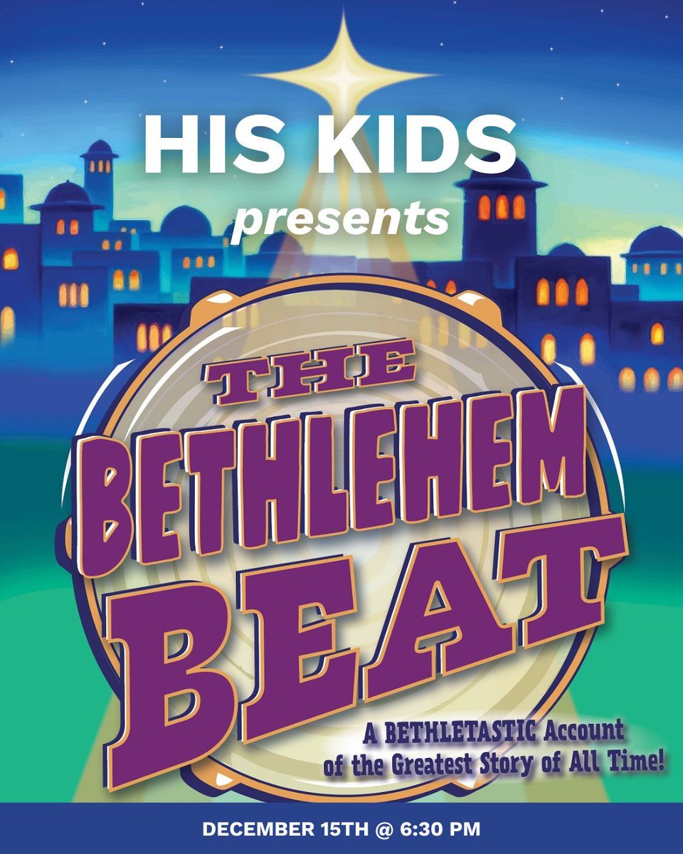 fbcSev's tweet image. Join us tonight at 6:30 PM as our His Kids choir presents The Bethlehem Beat! Come and support the amazing work our kids have put into this wonderful production. You won’t want to miss it!