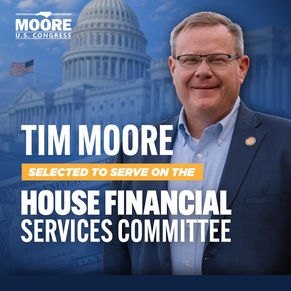 Honored to be named to the Financial Services Committee of the U.S. House of Representatives. This is important as N.C. is a hub of banking and finance. #ncpol #nc14 #Congress