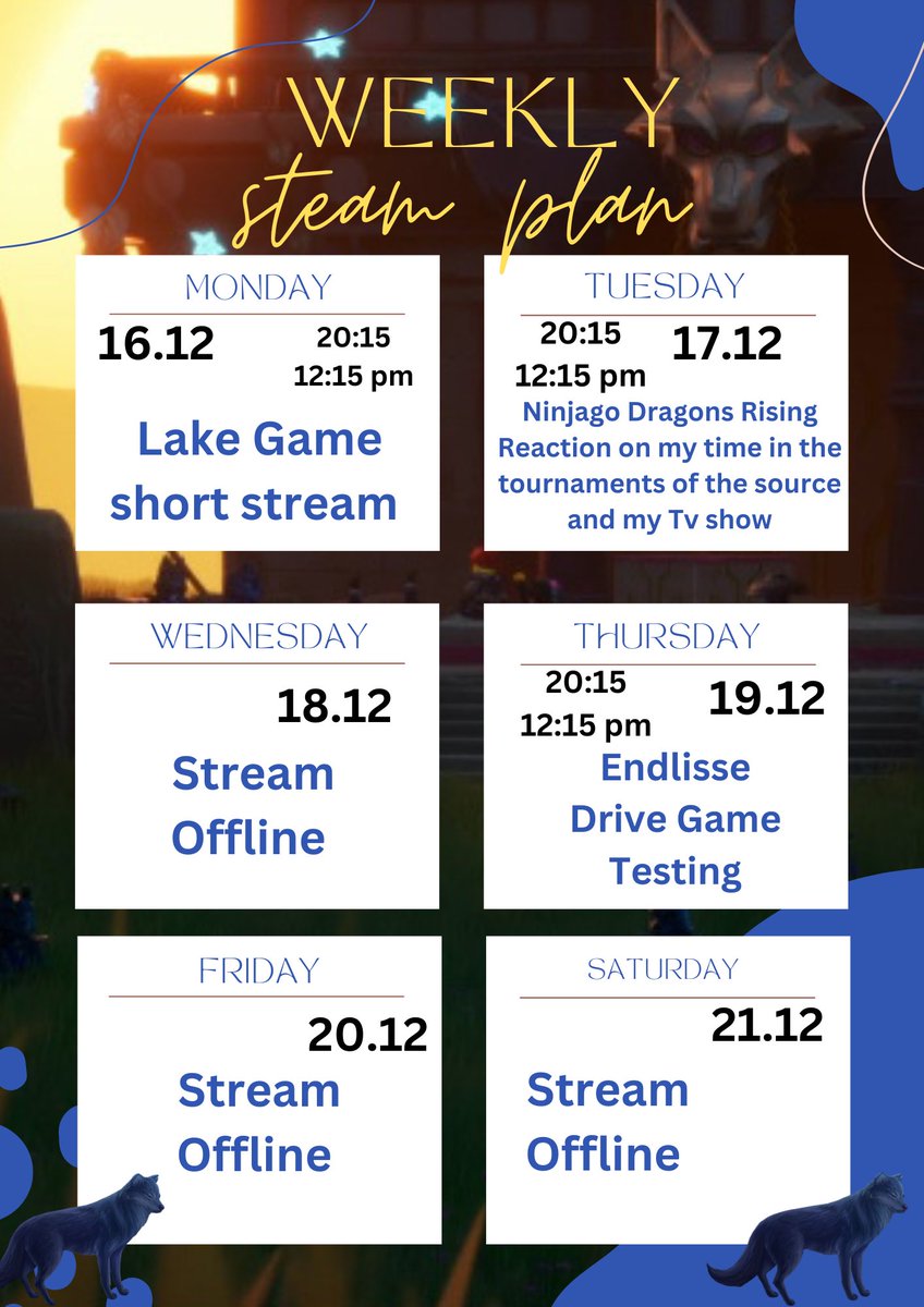 Jaywalkergorden's tweet image. New Streamplan for Coming Week 
More Gaming and I talk to you in the stream about my time in tournaments of the sources and watch together and more (; see you here  #Ninjago #Gaming #Eviljay #tournamentsofthesources