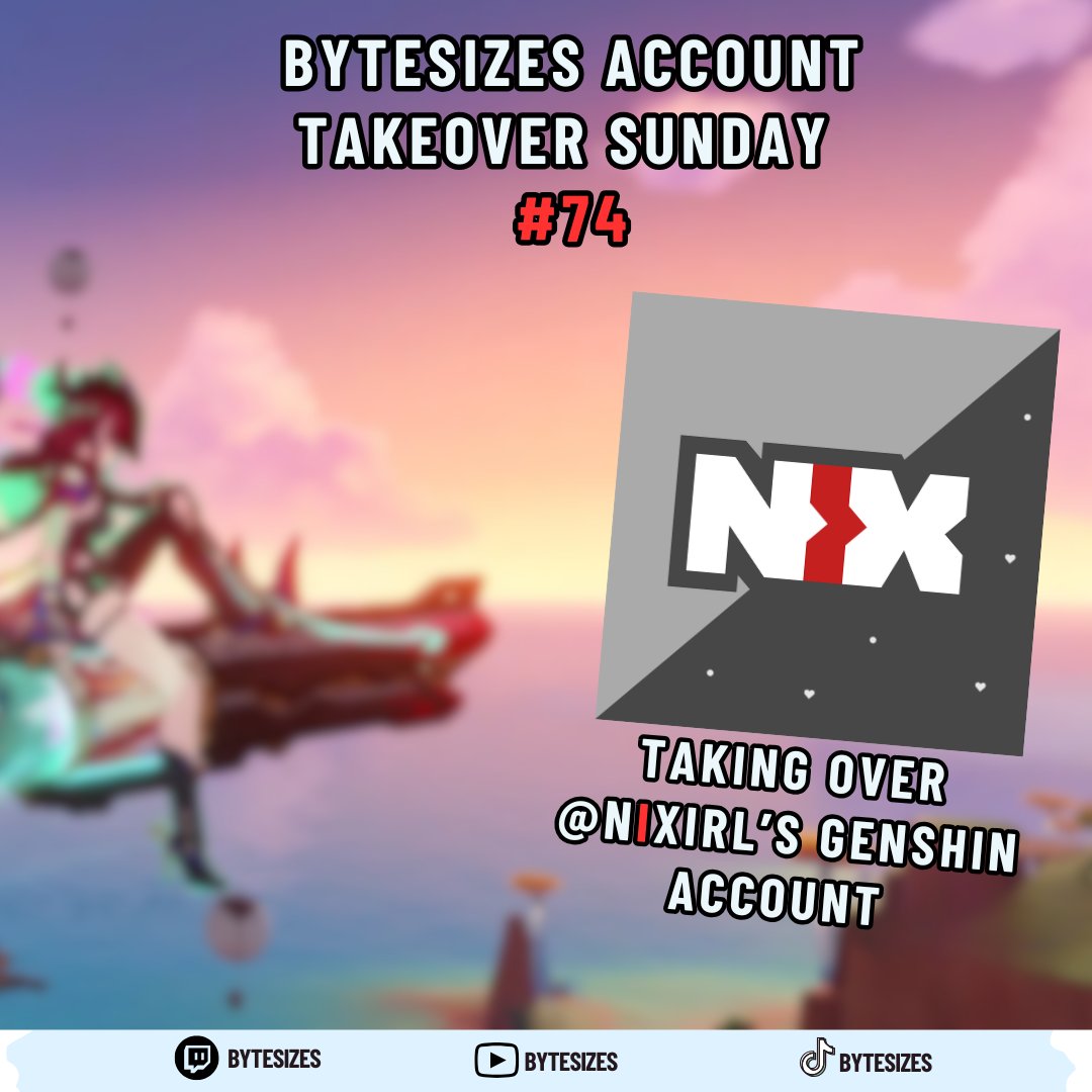 🔴LIVE! For Account Takeover Sunday #74 
Today I am reviving the F2P Star Rail Kings Genshin Account from the depths of the abyss. Can we save <a href="/nixirlYT/">nixirl</a> Genshin Account 👀 
-
Also Day 4 of Bytemas - 4 Gacha Giveaways at the end of stream! ✨
Come hang with us @