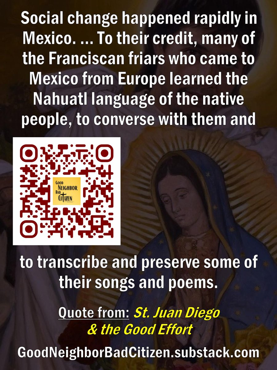 GoodNeighBadCit's tweet photo. QOTD from latest #WednesdayWakeup article 🤔
Good evangelization.
⬇️ Follow QR code or URL in graphic, or see 🔗 in 1st Reply ⬇️
#GoodNeighborBadCitizen #GNBC
#Christianity #anarchism #voluntarism
#book #author #podcast #journalist
#tilma #cloak #miracle #walk #Mexico #Aztec https://t.co/UKxd5ktRE0