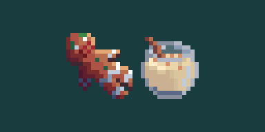 Dromuarga__'s tweet photo. Day 14 &amp; 15 of #pixelartvent - Gingerbread man and egg nog. I really enjoyed making them :) 
#pixelart https://t.co/chRG2hnGZq