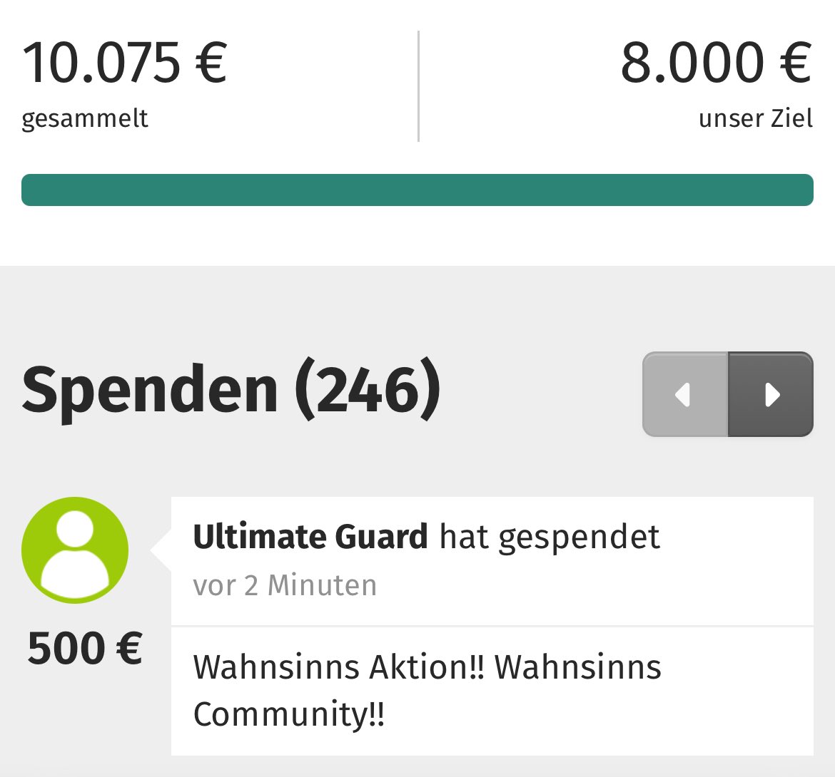 usagi_ug's tweet photo. ❤️@UltimateGuard‘s donation completed the 10,000€ ❤️ https://t.co/bHl3KP2uIw