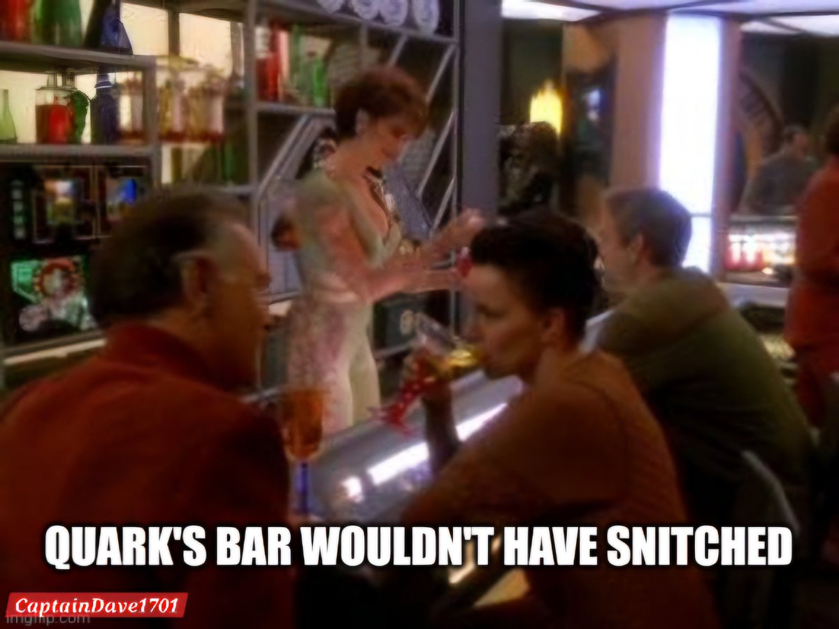 trekker21's tweet photo. #QuarksBar #Bajor #Cardassians #Romulans #Klingons #Gowron #TheDominion #Vorta #Wormhole #GammaQuadrant #USSDefiant #NX74205 #StarTrek #TheFederation #ParamountPlus #Geek #STDS9 #DS9 #StarTrekMeme #Humor https://t.co/zsL3PxW8vj