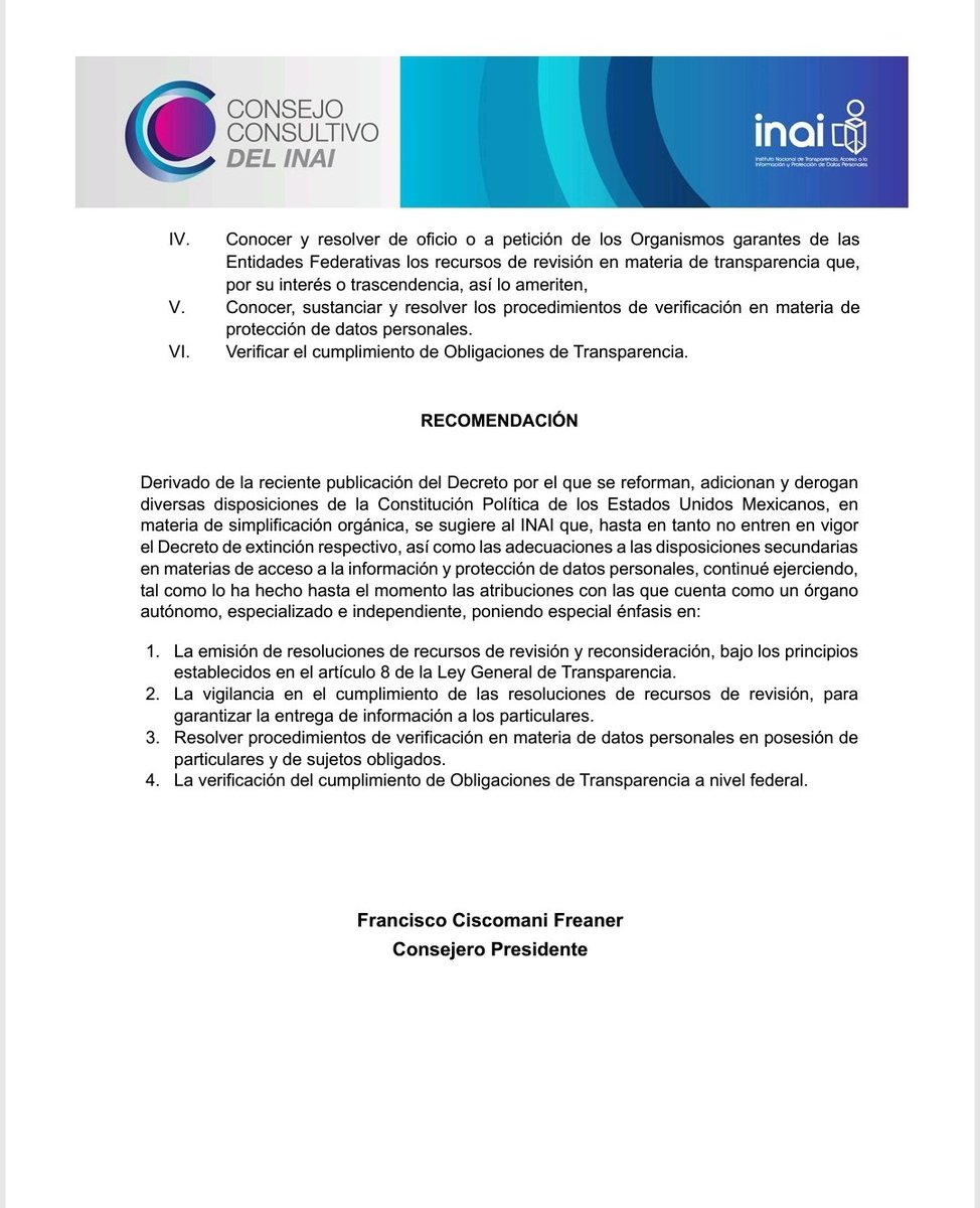 ConsejoConINAI's tweet photo. Opinión para que el INAI continué actuando como Órgano Garante, hasta en tanto sean emitidas disposiciones secundarias https://t.co/WLSMHGVXjX