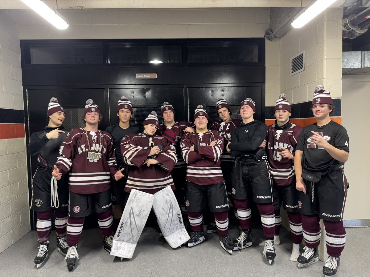 SJCIVarMaroon's tweet photo. Superlative Defensive effort limits the opponents to 7 shots and gives #RollVarMar a 3-0 SO win v. the school on Delaware! Game puck to James Materese and the D, Fedora to Vince Maly (3πs) MVP to Braeden Tuttle (2π¨ GWG) we head into the holiday break 4-1-1. @SJCIHockey https://t.co/dfoYxaS4hD