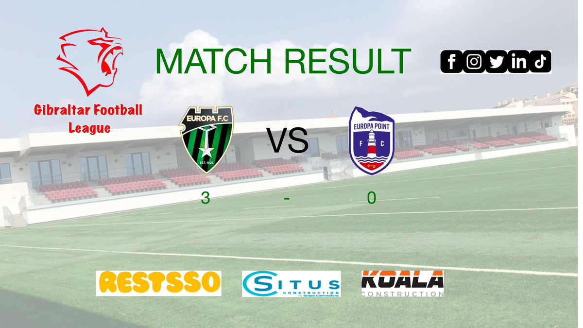 EuropaFC's tweet photo. Match Result! Europa FC 3 - Europa Point 0, another 3 points! ⚽️💚🖤 https://t.co/qFcAHcMGky
