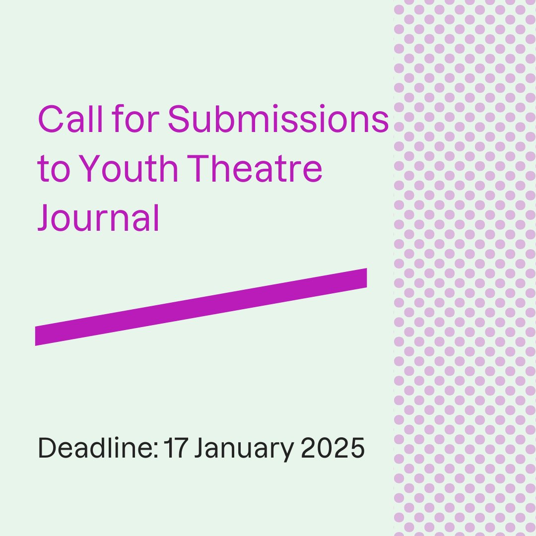 Youth Theatre Journal seeks new, innovative, creative, and/or scholarly research manuscripts 🙌

For more info 👀
assitej-international.org/2024/11/20/cal…