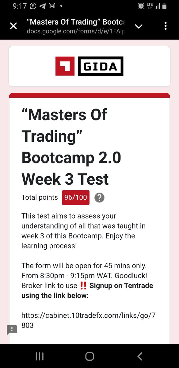 soniaezema's tweet photo. Week 3 test done and dusted even though I'm pained a bit cause I was close to 100 which means that I'll have to try harder next time 😅
#MastersOfTrading #MOTBootcamp #GIDAMOT #GIDA
@Official_GIDA @kevin_chibuoyim
@TrAdArSOY @MECKOCHRISTOPHE @Ogbuehi_M https://t.co/UcHoXnORmt