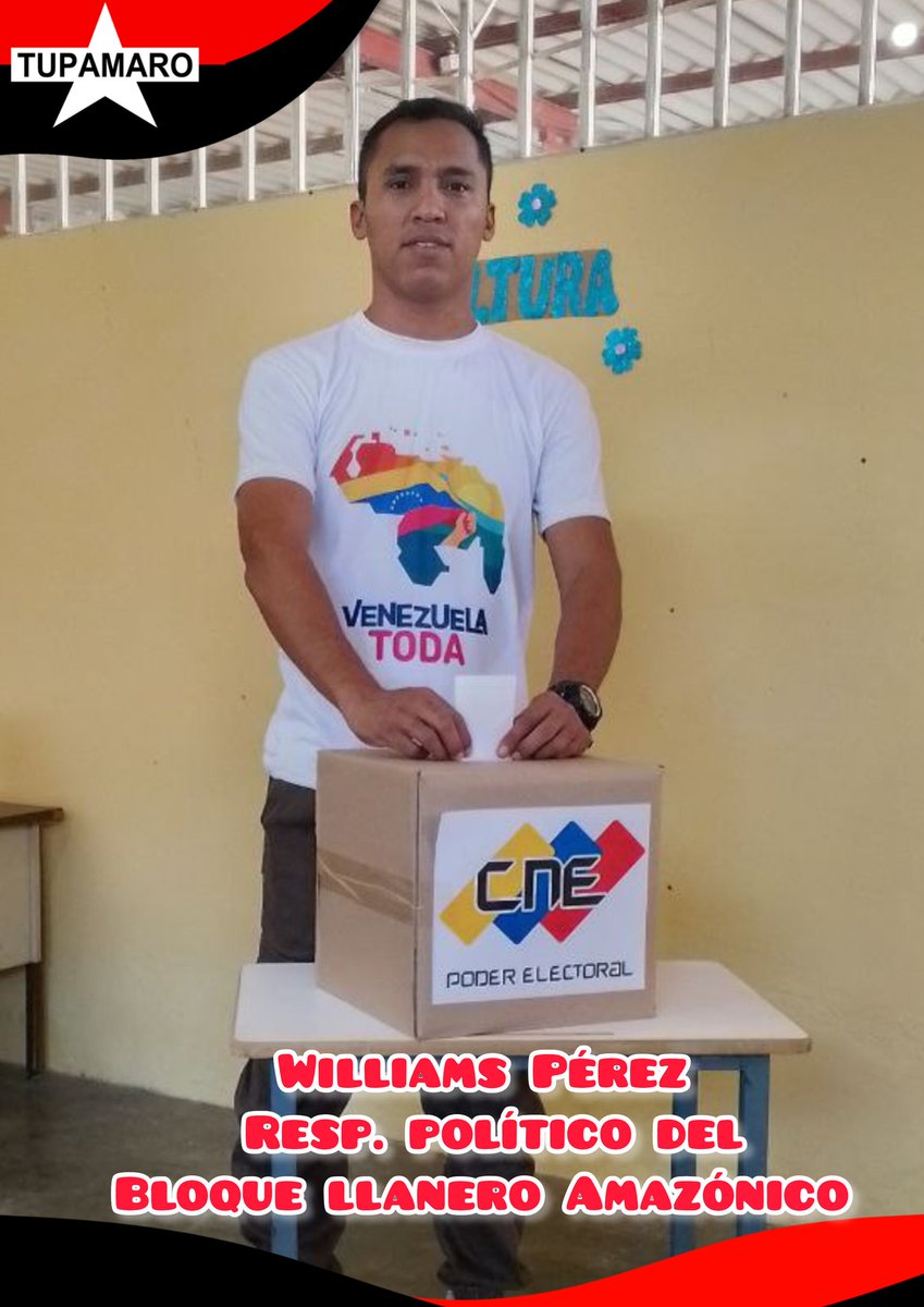 #15Dic 🔴⚫🗳️

¡Comuna o Nada!

Nuestro Camarada <a href="/williams_MRT/">Williams Perez</a> , responsable político del <a href="/BloqLlanero_MRT/">BloqueLlaneroAmazonico_MRT</a>, participa en las elecciones para Juezas y Jueces de Paz, por una patria con justicia y dónde prevalezca el poder popular.

#YoVotePorLaPaz
#TupamaroTomaCaracas