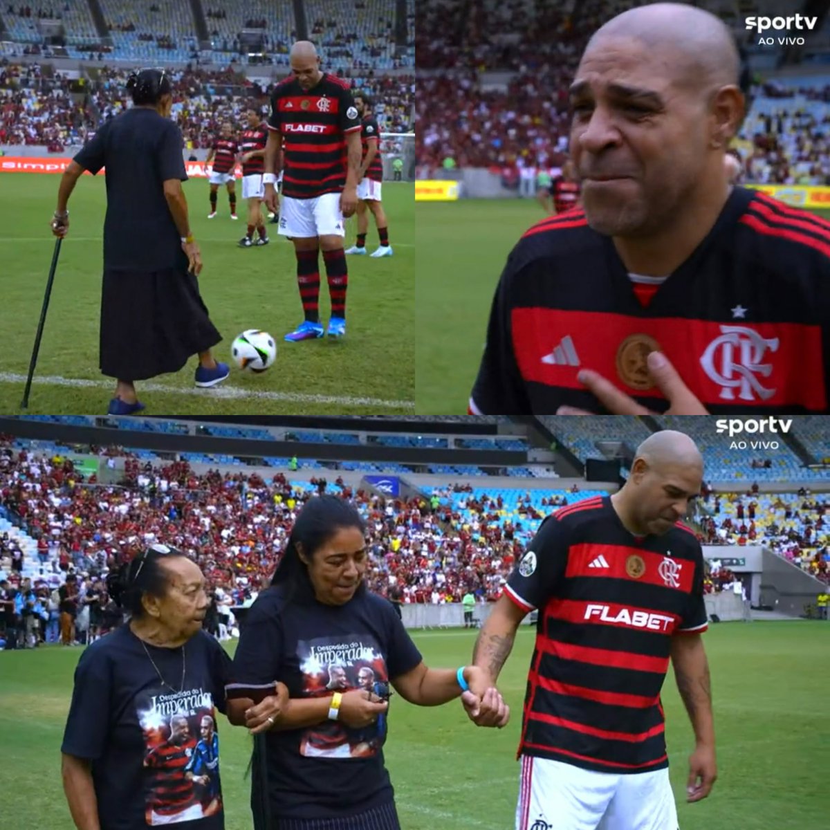 Pesgrau's tweet photo. Em seu jogo de despedida Adriano Imperador se emocionou muito com uma surpresa…

Sua mãe Rosilda e sua avó Dona Wanda que deu o pontapé inicial.

A avó do Didico sempre acreditou nele, era ela que levava ele aos treinos, fazia pipoca pra ele comer e sempre incentivava o menino que se tornaria Imperador.🥹