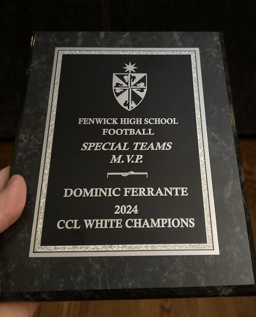 Dominic Ferrante 4.5⭐️ (@dom_ferrante27) on Twitter photo Blessed to receive an All Conference Honorable Mention and win Special Teams MVP this season.
<a href="/FenwickCoachB/">Matt Battaglia</a> <a href="/FenwickFB/">Fenwick Football</a> <a href="/FenwickAD/">Fenwick Athletics</a> <a href="/NolanOwenLS/">Nolan's Long Snapping</a> Blessed to receive an All Conference Honorable Mention and win Special Teams MVP this season.
<a href="/FenwickCoachB/">Matt Battaglia</a> <a href="/FenwickFB/">Fenwick Football</a> <a href="/FenwickAD/">Fenwick Athletics</a> <a href="/NolanOwenLS/">Nolan's Long Snapping</a>