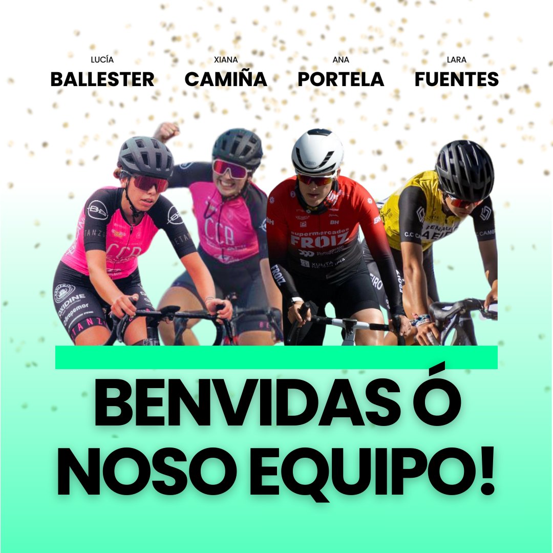 Outras catro galegas máis na ecuación! 😎👋🏼 Totalizando oito ciclistas da terra confirmadas, dámoslle a benvida ó noso equipo a Lucía e Xiana (<a href="/CcBetanzos/">CC BETANZOS</a>) Ana (<a href="/GFroiz/">G.D. Súper Froiz</a>) e Lara (<a href="/cambre_caeiro/">C.C.Cambre</a>)!

Benvidas!

#CiclismoFemenino 
#WomensCycling 
#Signing
#Fichajes