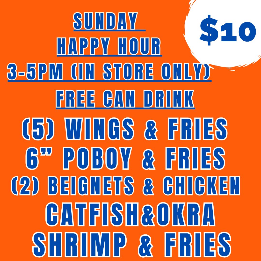 Happy Hour Today from 3-5! GET IN HERE NOW😋
Come get that Orange Lee’s Experience 😋🧡🧡🧡
11308 Huffmiester Rd
NEW ORLEANS AUTHENTIC Restaurant 

⚜️🧡📍📍📍CYPRESS📍📍📍Order on Door Dash/Ubereats/GrubHub

#orangelees #houston #houstonfood #htx #htxfoodie #houstonwings #fyp