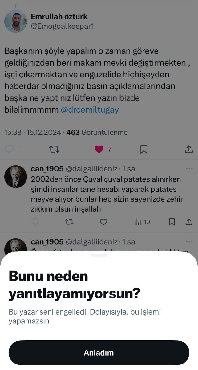 Cevap hakkıda verdirmiyo çakma atatürkçü çakma GS ‘li ve korkak 😎