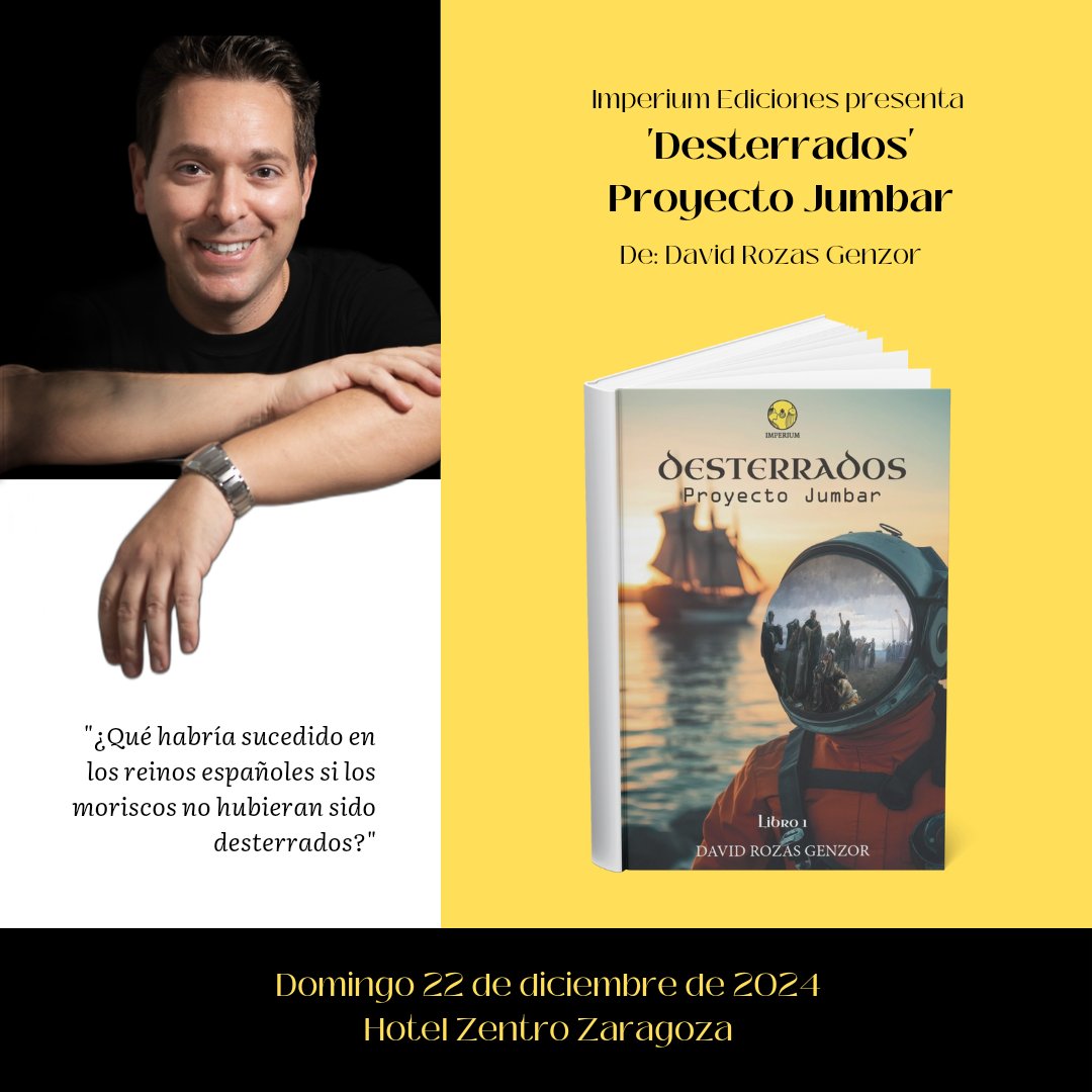 imperiumedicion's tweet photo. 📖 Este próximo domingo 22 de diciembre tendremos el placer de presentar 'Desterrados', el primer libro del 'Proyecto Jumbar de David Rozas Genzor.
✒️ @rozikas79
#desterrados #libros #librosnuevos #imperiumediciones https://t.co/d3Sy37LPiP