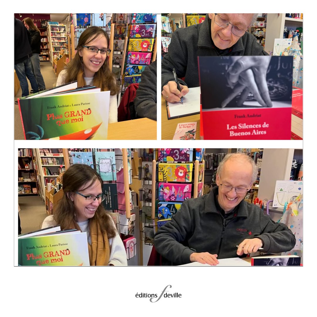 f_deville's tweet image. Laura Parisse et Frank Andriat étaient en dédicace chez Canard Paon à Arlon ce samedi 🦆🦚
L’occasion de découvrir le nouvel album jeunesse &quot;Plus grand que moi&quot; et le nouveau roman de Frank &quot;Les Silences de Buenos Aires&quot;.

#livre #lisez #partagelecture #editionsFdeville