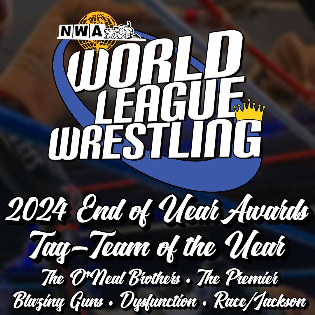 worldleaguewlw's tweet photo. We have the next category for the end of the year awards and it is Tag-Team of the Year!

You can vote for the following teams to win (comment down below)

• Dysfunction - (@The_B_Espinosa @Kyle_Roberts24 Tom Coffey Jack Parker Jr. |  Current NWA World League Wrestling Tag-Team Champions)
• The Premier (@CampbellMyers_ @DatBoiSKB)
• The O'Neal Brothers (@Steven_Oneal33 and @DevinOneal44)
• Blazing Guns (@1ofakind1of1TA1 and Blade Lennox)
• @thelelandrace and @HEELCamaro

The winners will be announced on Tuesday, December 24th!