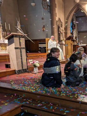 RaveyMichelle's tweet photo. Congratulations to Mrs Ahmed on her retirement from Sacred Heart Leigh. What a beautiful, heartfelt Mass celebrating all that Mrs Ahmed has contributed to the community of Sacred Heart. You will be so missed. @MrsJMC1 @lpoolcatholic https://t.co/iNQ5Dsove4