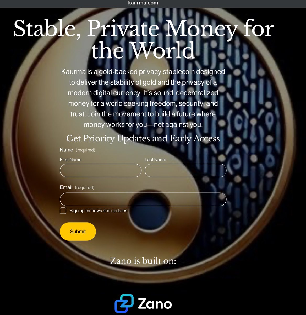 Kaurma(dot)com website just launched. 

Who’s interested in a gold-backed, privacy stablecoin?