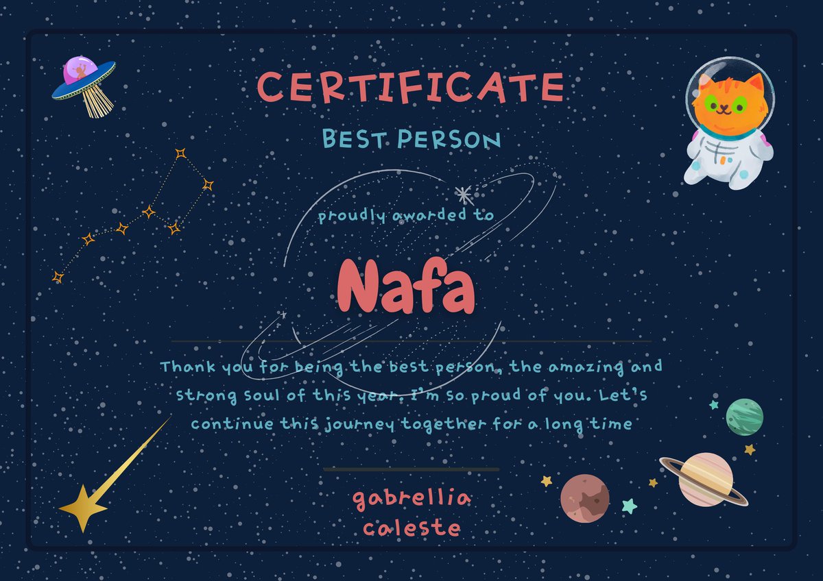 thanks for the certificate, sayang.💓  and thank you for being a great person and making it this far. i so proud of you too, relia!🩷🫶🏻🥹
-<a href="/kuromieko/">relia</a>